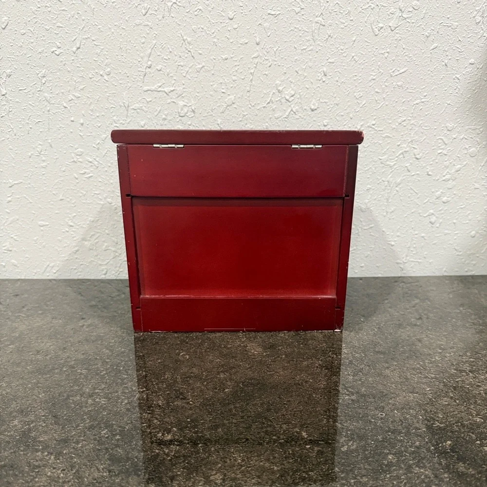 Vintage Red Jewelry Box with Butterfly Accent‎